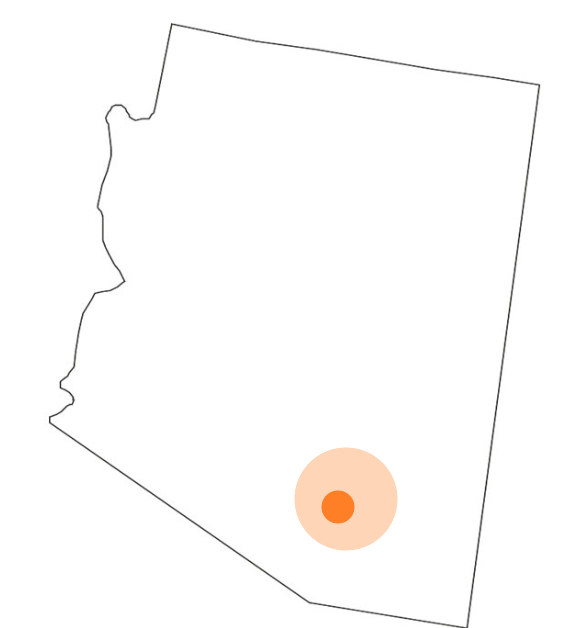 Arizona outline with Tucson highlighted near the service area